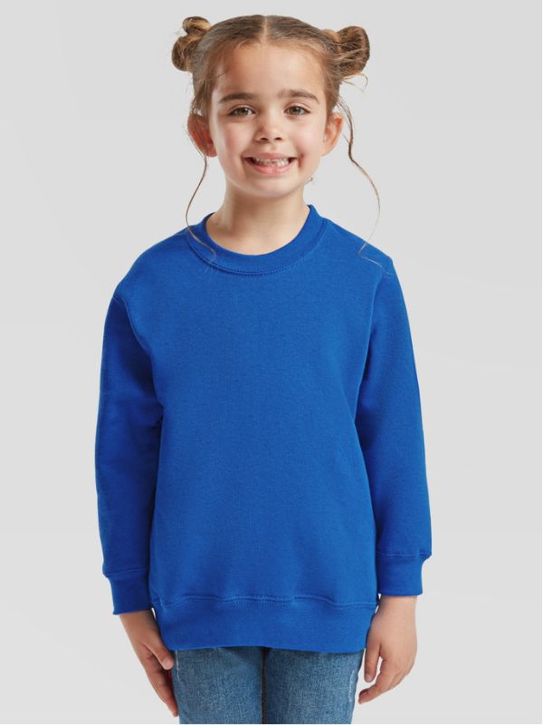 Детский Свитшот Теплый Fruit of the Loom Classic set-in Sweat Kids Ярко-Синий Размер 104
