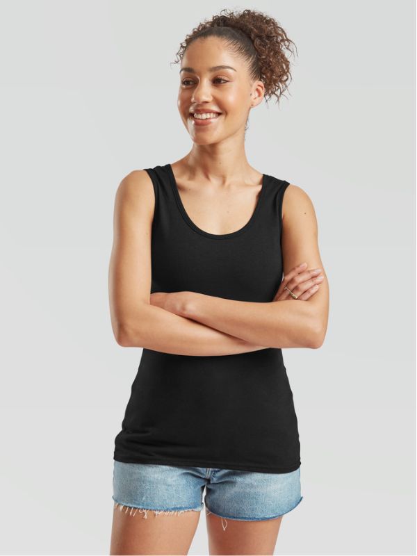 Женская Майка Fruit of the Loom Valueweight Vest Lady-Fit Черный XS