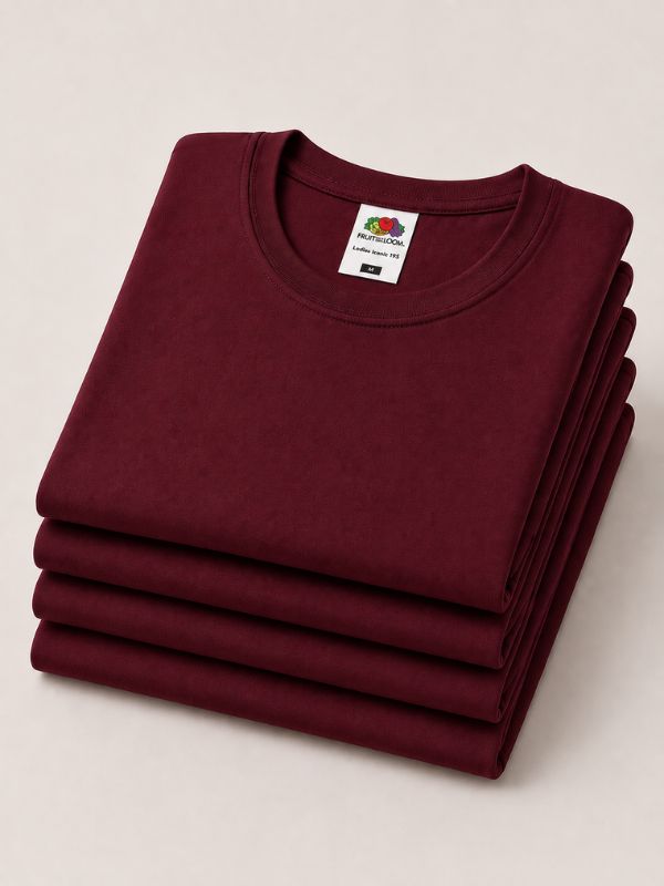 Жіноча Футболка Щільна Fruit of the Loom Ringspun Premium Бордовий XS