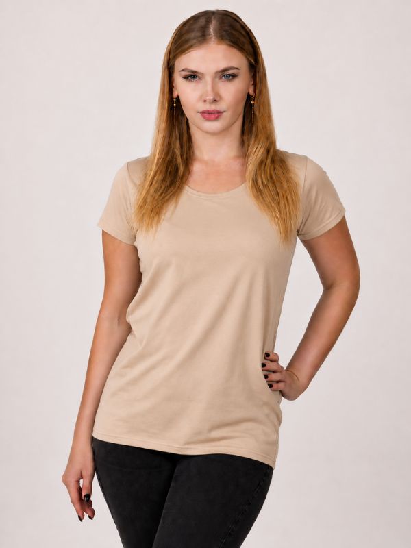 Женская Футболка Плотная Fruit of the Loom Ringspun Premium Бежевый XS
