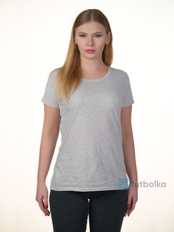 Женская Футболка Плотная Fruit of the Loom Ringspun Premium Серый Меланж XS