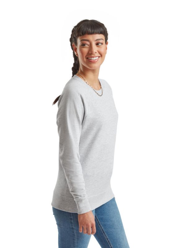 Жіночий Світшот Fruit of the Loom Raglan Lightweight Lady-Fit Сірий Меланж XS