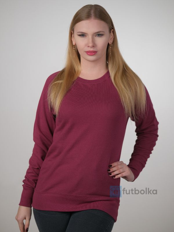 Женский Свитшот Легкий Однотонный Бордовый S