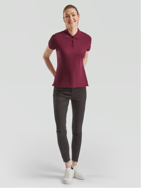 Женская Футболка Поло Fruit of the Loom Premium Lady-Fit Бордовый XL