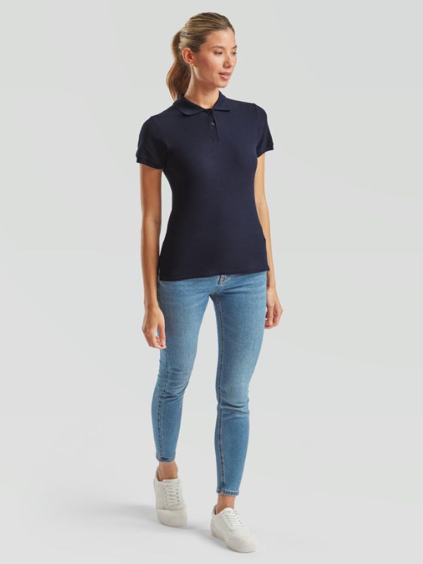 Женская Футболка Поло Fruit of the Loom Premium Lady-Fit Глубокий Темно-Синий XL