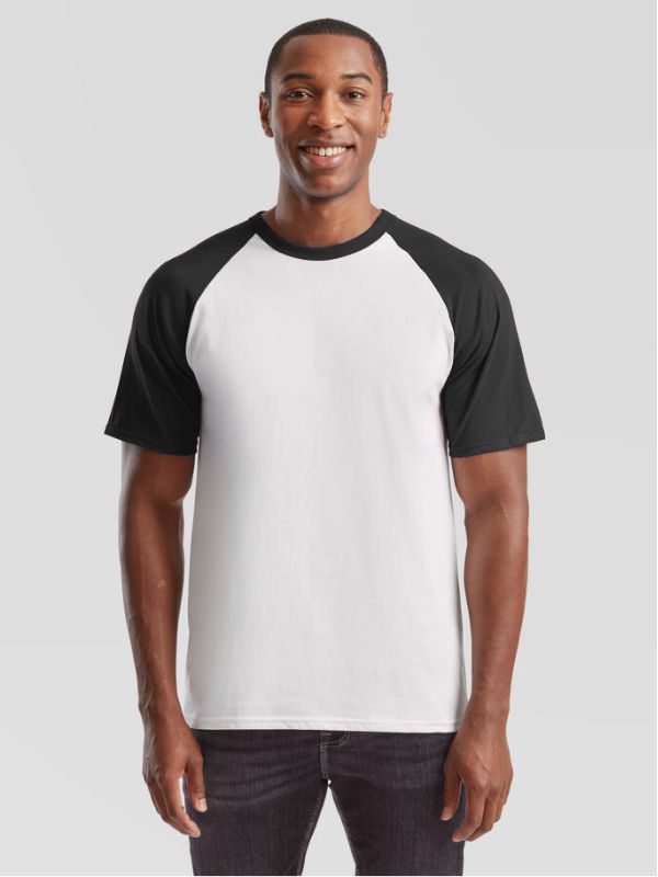 Чоловіча Футболка Fruit of the Loom Valueweight Short Sleeve Baseball T Чорний XL