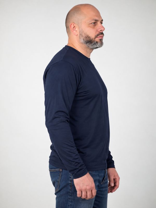 Чоловічий Базовий Лонгслів Бавовна Однотонний Fruit of the Loom Valueweight Глибокий Темно-Синій L