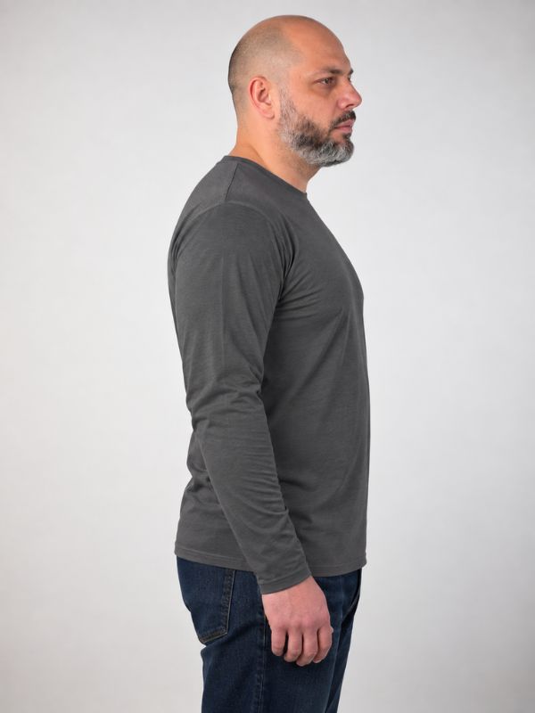 Мужской Лонгслив Базовый Хлопок Однотонный Fruit of the Loom Valueweight Grafit L