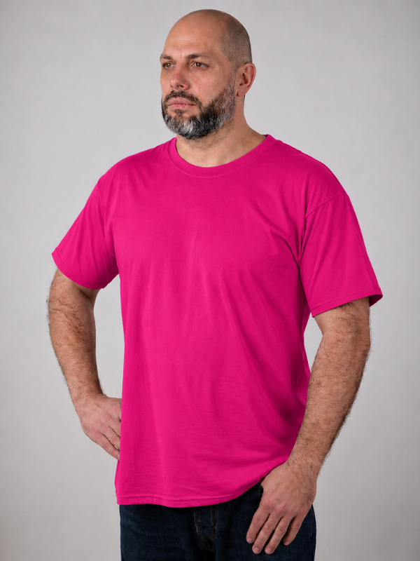 Мужская Футболка Мягкая Плотная Fruit of the Loom Iconic 195 Ringspun Premium Малиновый S