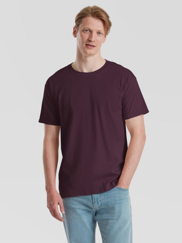 Мужская Футболка Мягкая Плотная Fruit of the Loom Iconic 195 Ringspun Premium Темная Слива L