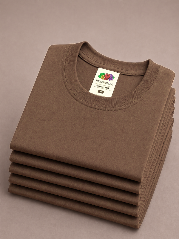 Чоловіча футболка М'яка Щільна Fruit of the Loom Iconic 195 Ringspun Premium Трюфель S