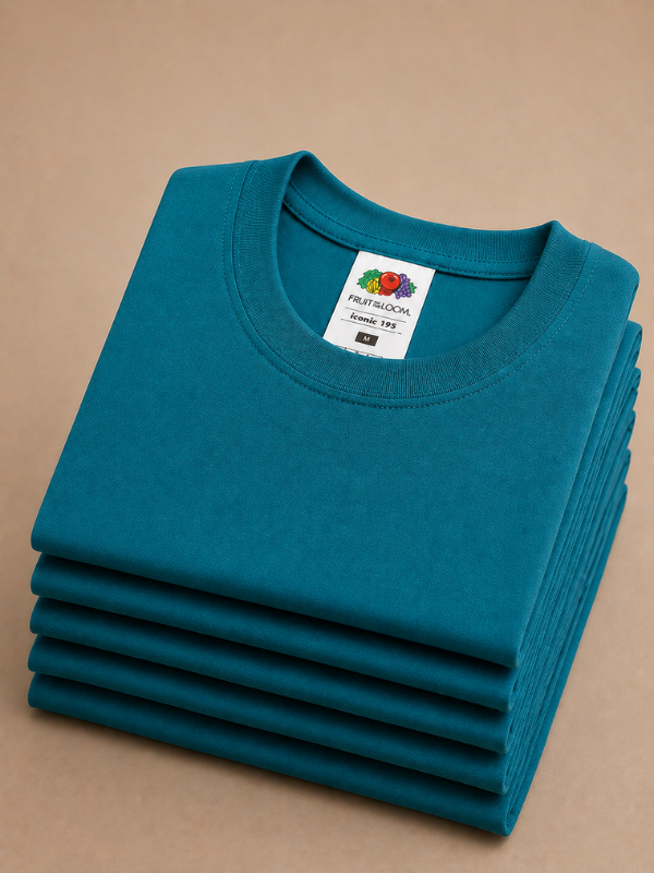 Мужская Футболка Мягкая Плотная Fruit of the Loom Iconic 195 Ringspun Premium Бирюзовый M