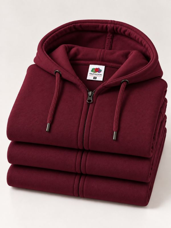 Мужская Толстовка на Замке Fruit of the Loom Classic Бордовый S