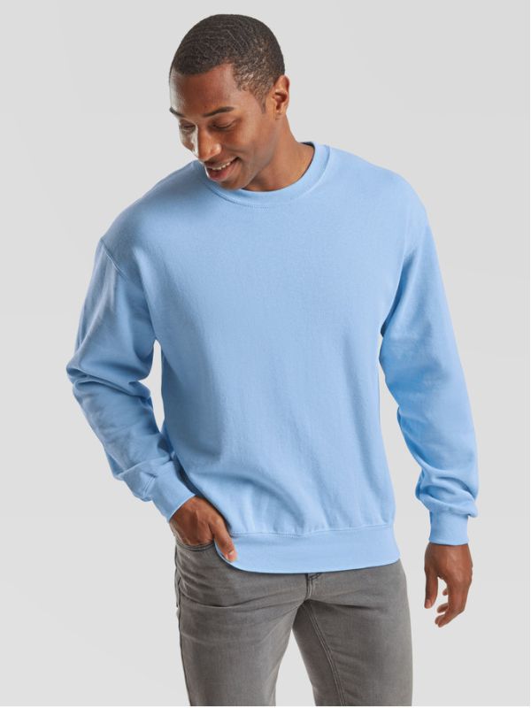 Мужской Пуловер Теплый Однотонный Белый Fruit of the Loom Classic Set-In Sweat Небесно-Голубой M