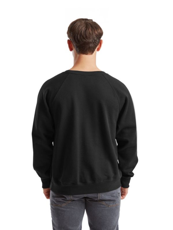 Мужской Свитшот с Начесом Флис Однотонный Fruit of the Loom Classic Raglan Sweat Черный 4XL