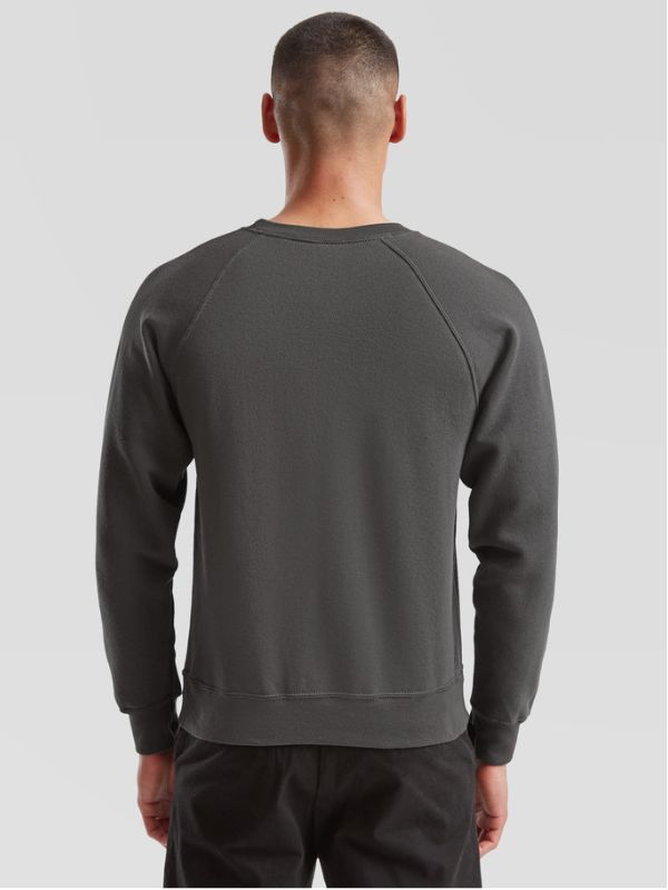 Мужской Свитшот с Начесом Флис Однотонный Fruit of the Loom Classic Raglan Sweat Графит S