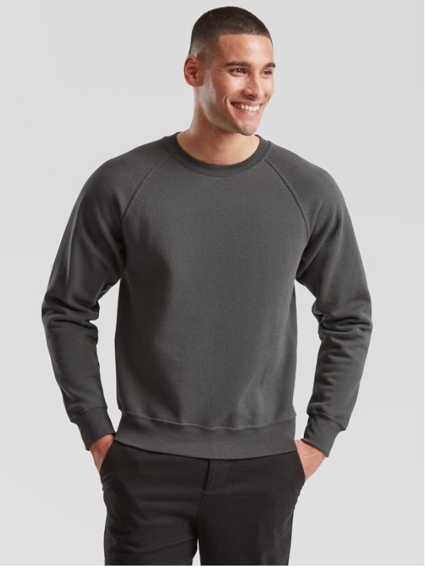 Мужской Свитшот с Начесом Флис Однотонный Fruit of the Loom Classic Raglan Sweat Графит S