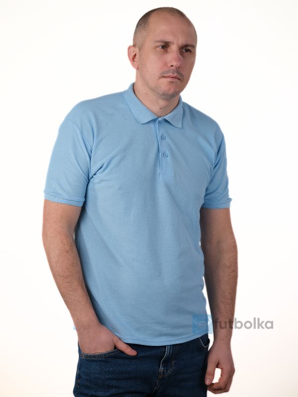 Мужская Футболка Поло Fruit of the Loom Premium Голубой 2XL