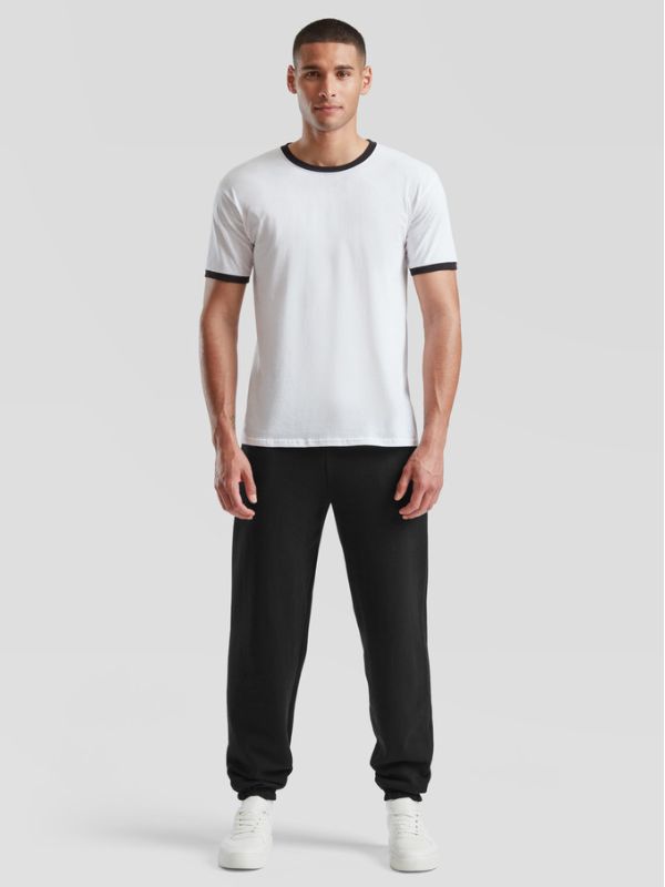 Мужские Теплые Широкие Брюки Спортивные Fruit of the Loom Classic Elasticated Cuff Jog Pants Черный S