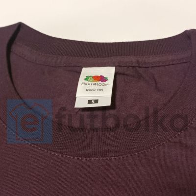 Структура ткани и ворот футболки Fruit of the Loom Iconic 195 Темно-сливовый цвет